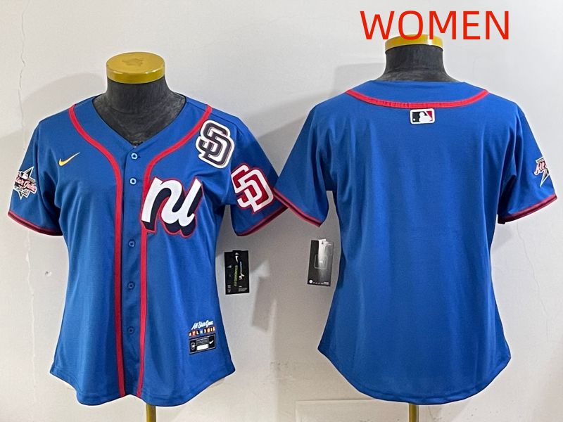 Women 2025 San Diego Padres Blank Blue All star Nike MLB Jersey style 02